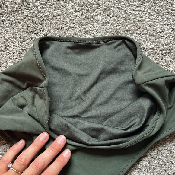 High-Waisted Olive Green Swim Bottoms - Picture 6 of 6